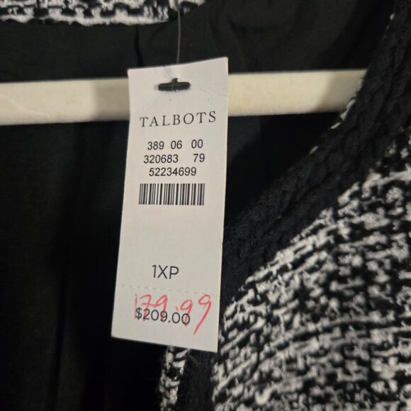 Talbots NWT Textured Tweed Sweater Jacket Black White Size 1Xp - Picture 9 of 11